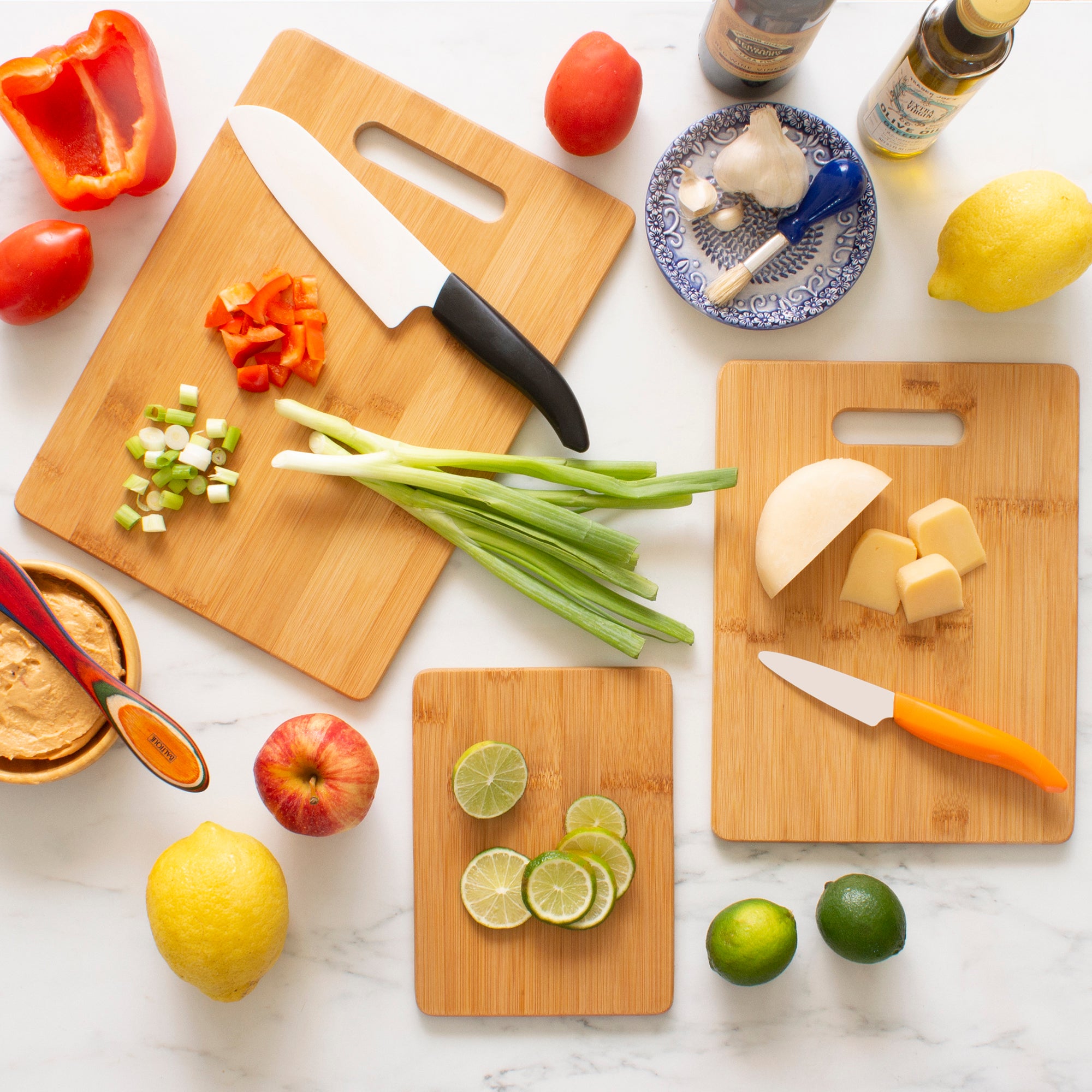 Totally Bamboo 3-Piece Bamboo Wood Cutting Board Set for Kitchen, 3 Assorted Sizes